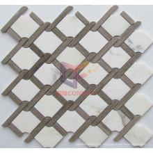 Water Jet Cutting Polished Marble Mosaic for Kitchen Splash (CFS1140)